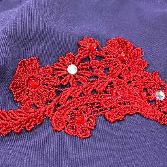 Purple & Red Lace Floral Top Skirt Drawstring Pouch Plus Size Cosplay Theater - Picture 6 of 16